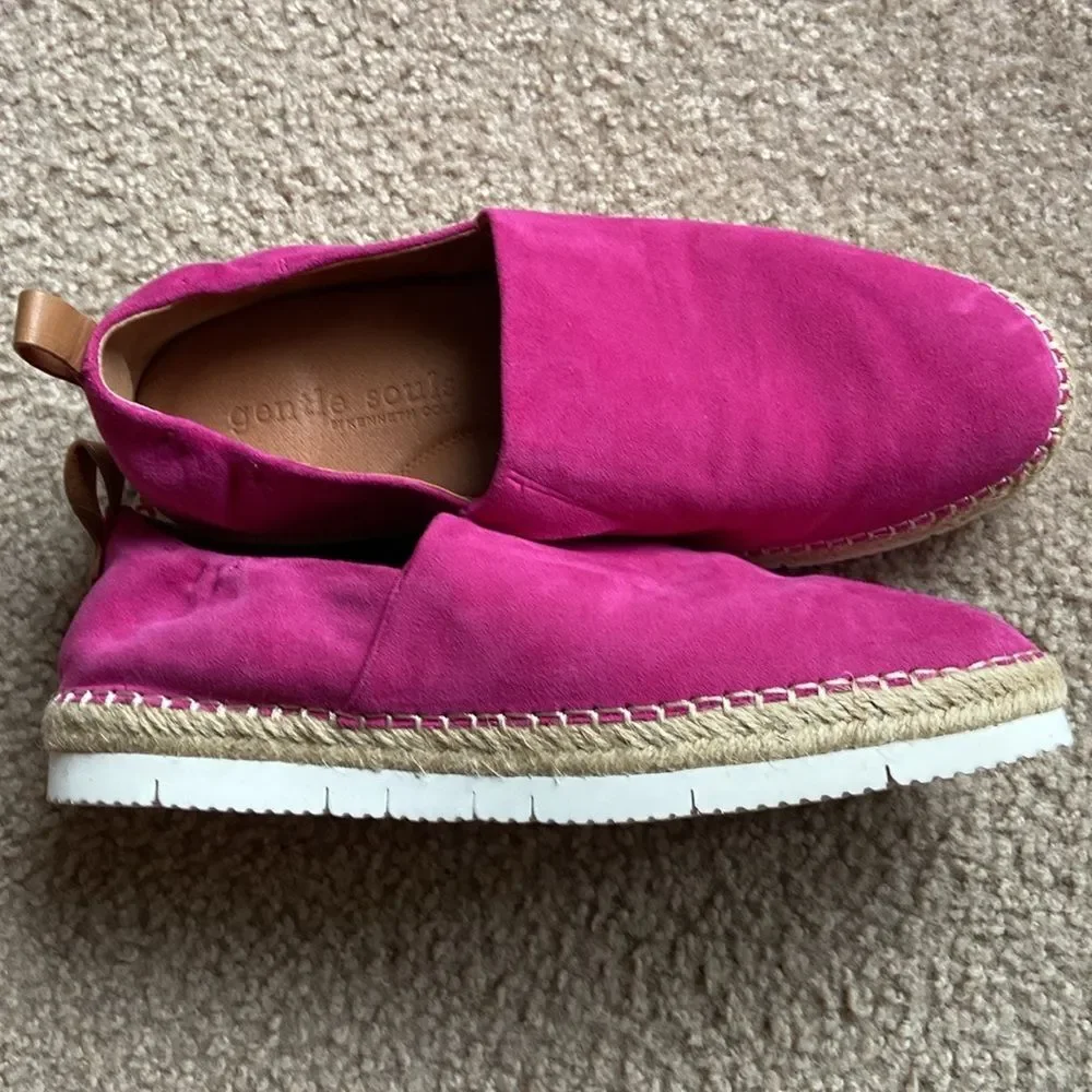 Gentle souls Dark Pink Barbie Suede Lara Sporty Platform Espadrille Loafer